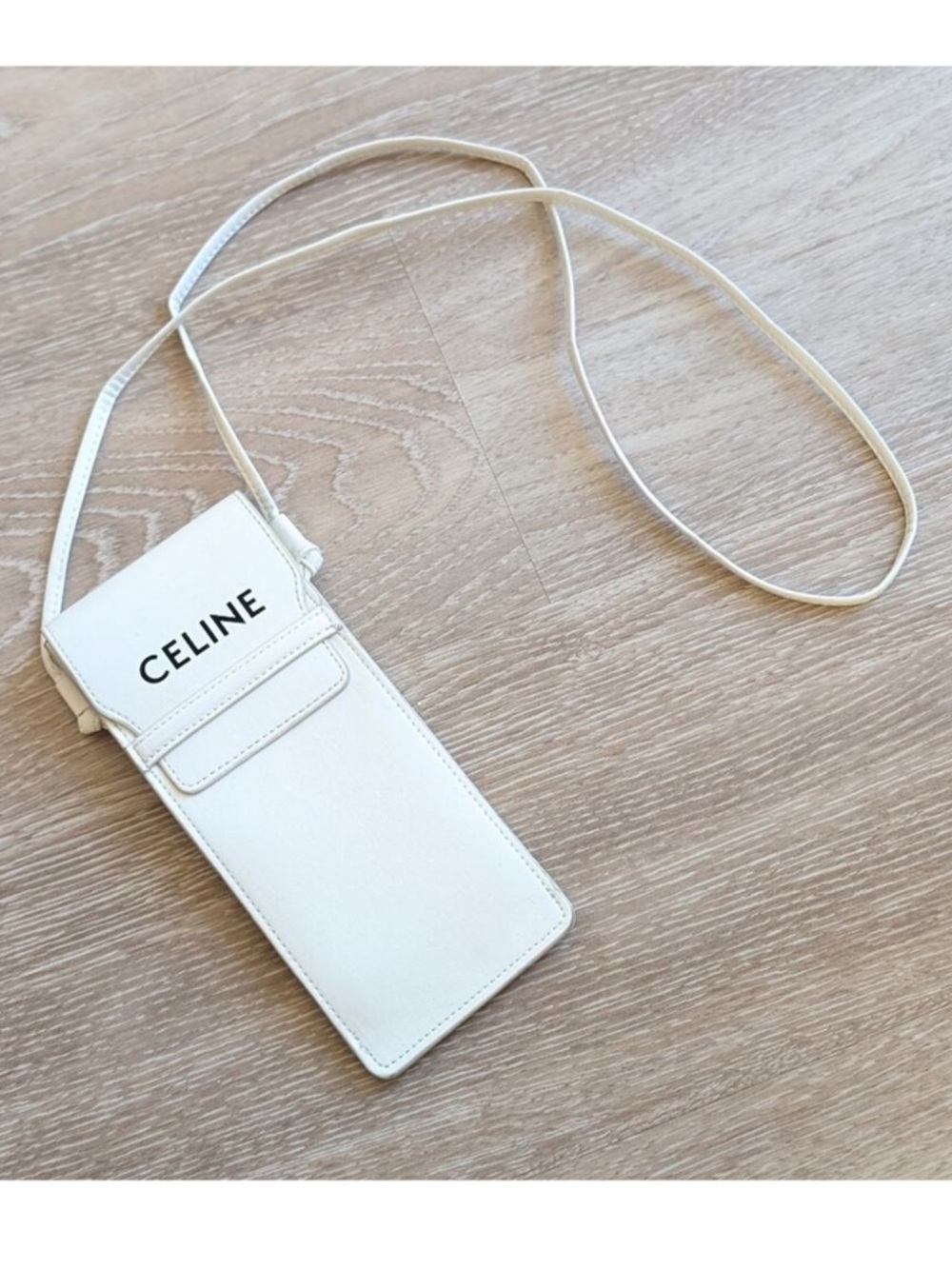 Celine White Leather Sunglasses Crossbody Pouch